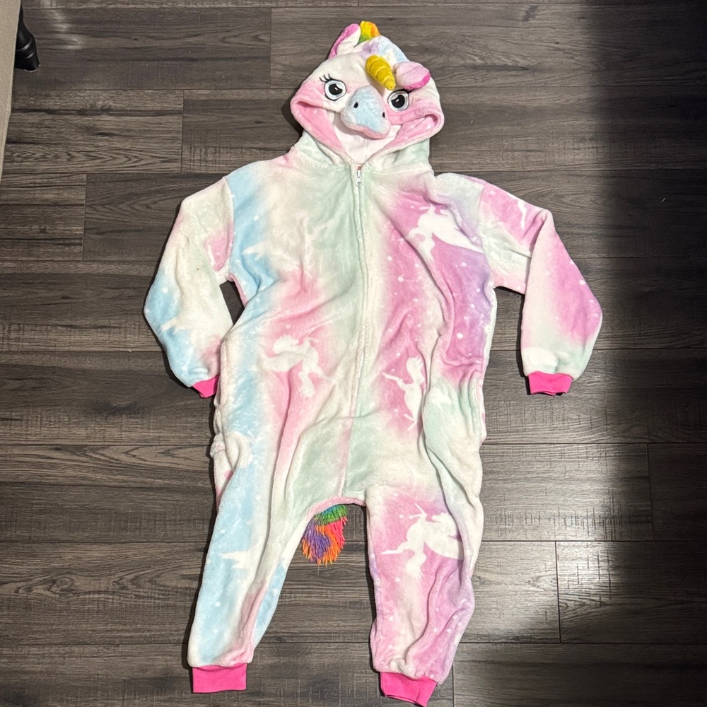 Unicorn Hooded Kids One Piece - Multicolor